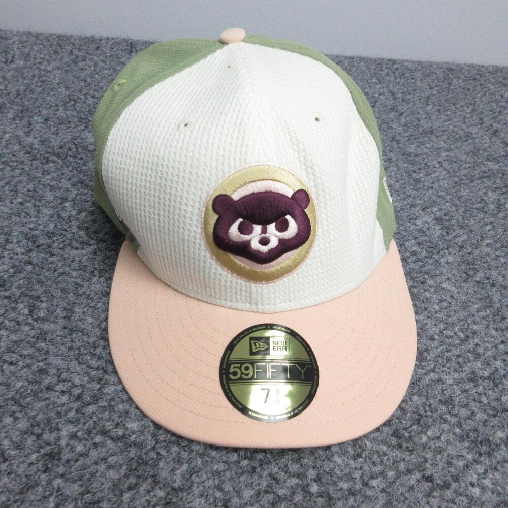 Chicago Cubs Hat Cap Fitted Mens 7 3/8 Green MLB Baseball World Series New Era